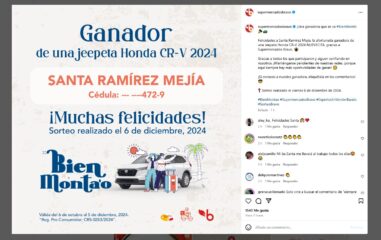 Publicacion de instagram de Supermercados Bravo Concurso Bien Montao